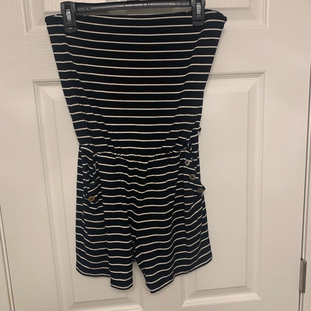 White House Black Market Black and White Romper. XS